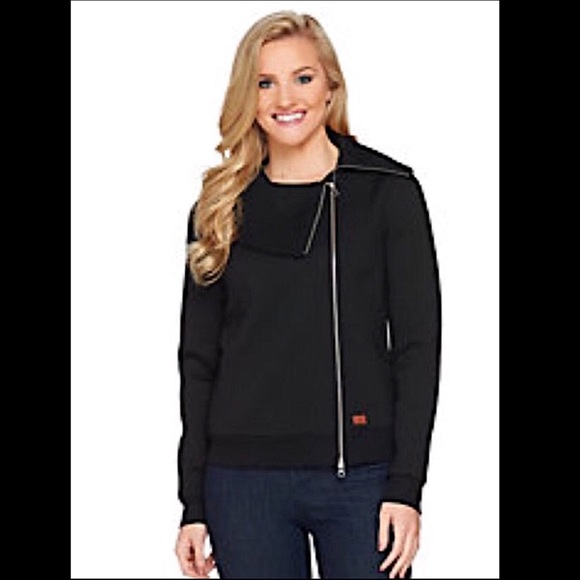 Asymmetric Zip Front Scuba Knit Jacket Asymmetric Zip Front Scuba Knit Jacket